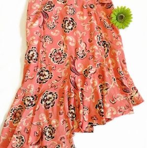 Who What Where Floral Coral Asymmetrical Skirt -12
